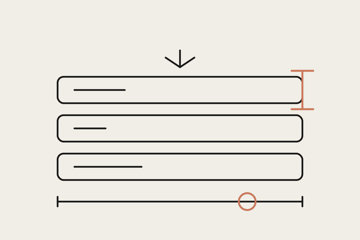 Line drawing of three stacked context bands with a marker set at the end of the first