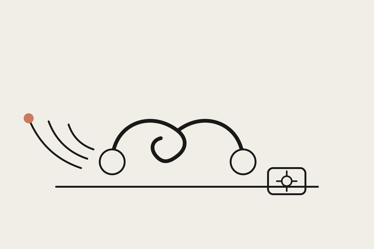 Line illustration of a classic telephone handset with sound waves and a small Claude reasoning chip on a desk