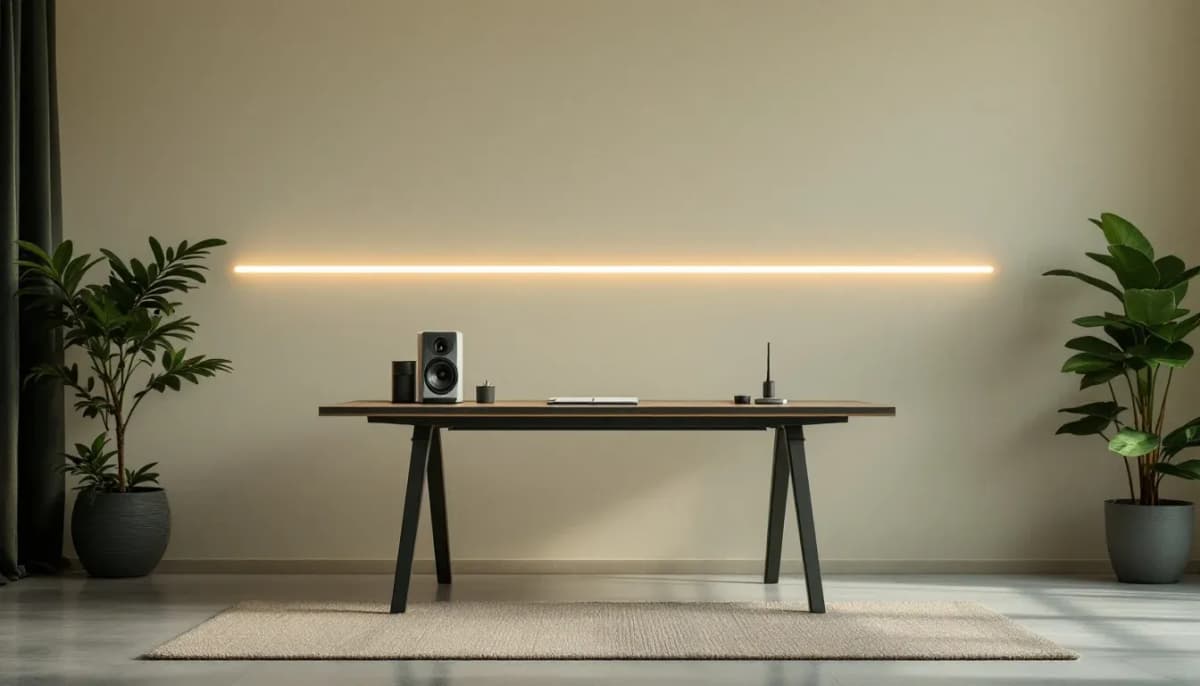 A continuous light-trail loop over a quiet developer's desk, suggesting an automated cycle running on its own