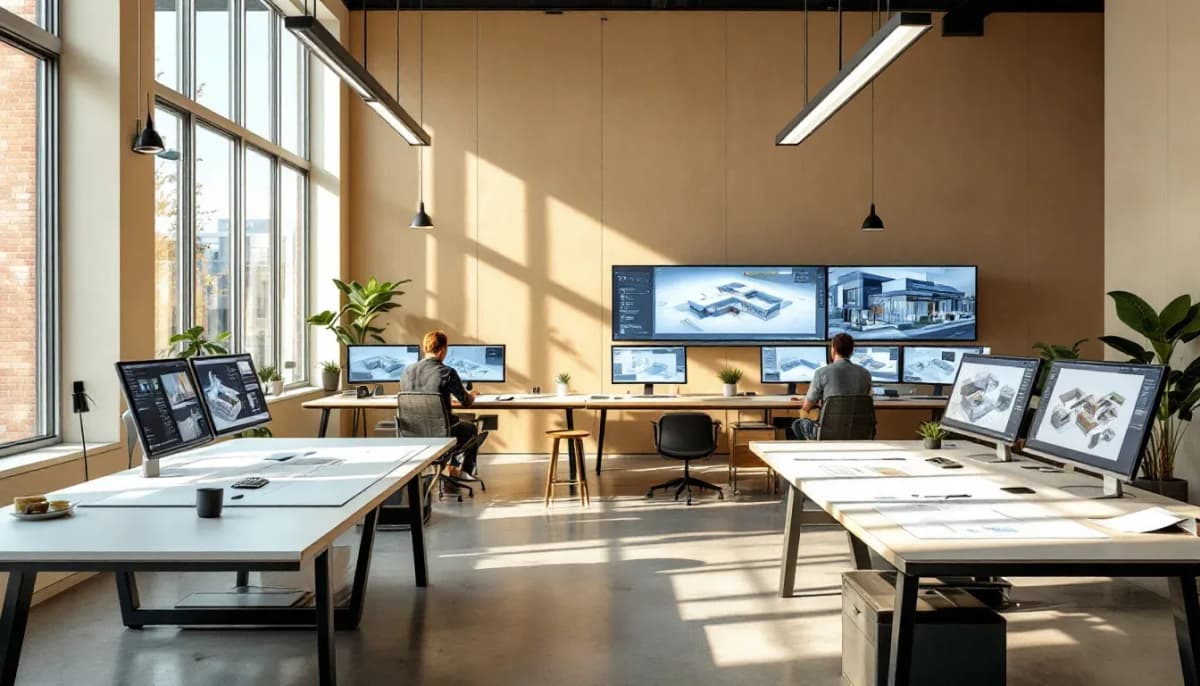Australian architecture studio with BIM workstations and natural light