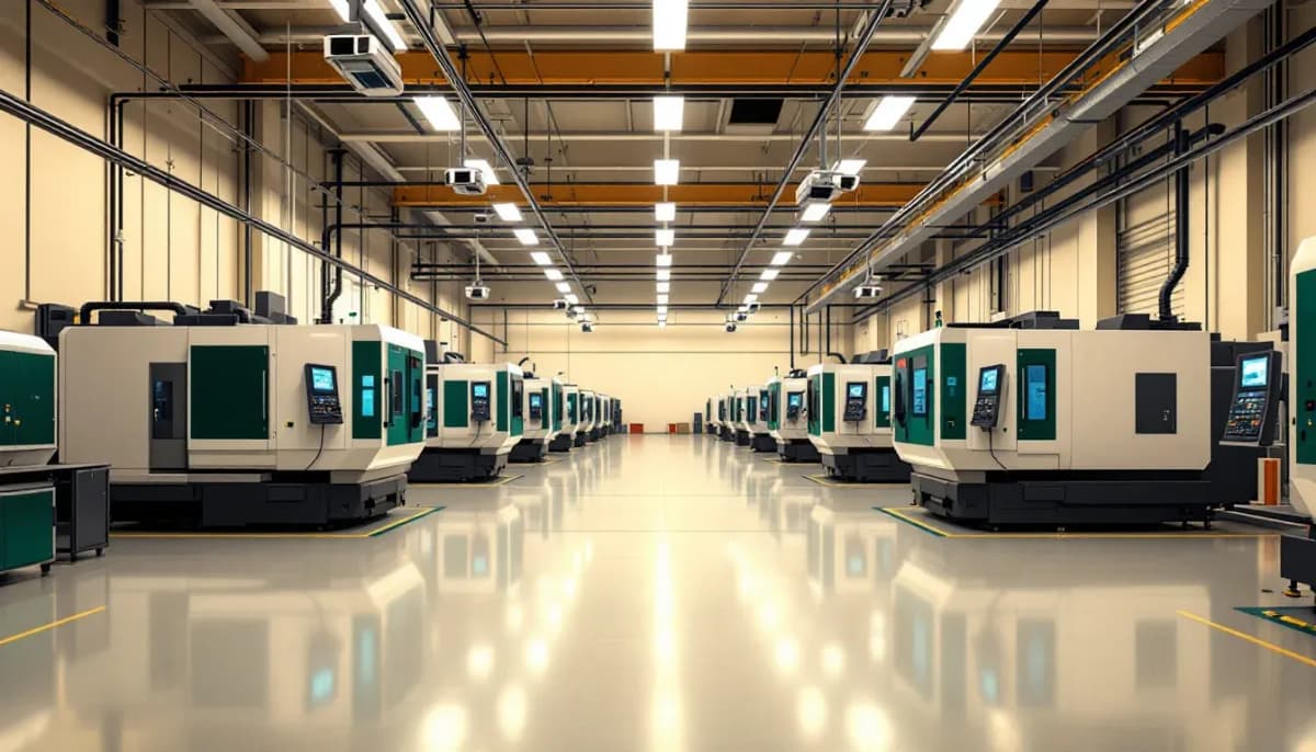 Australian manufacturing floor with machining cells and inspection cameras