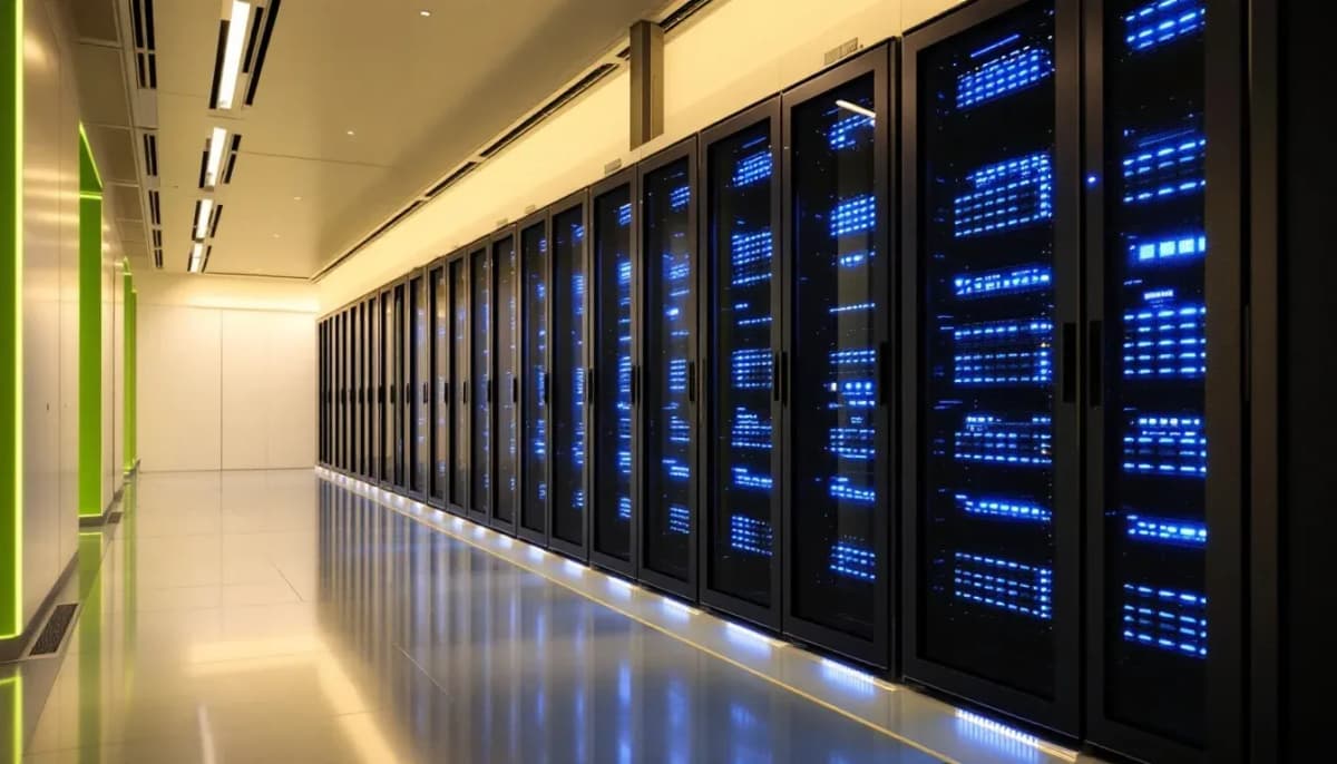 Interior of a modern data centre server room