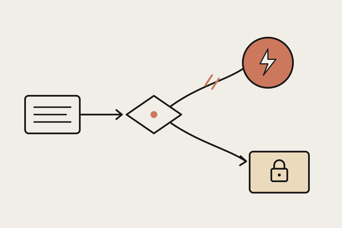 Notebook sketch of a workflow routing through a switch: the primary model path is interrupted while a held fallback model stays intact.