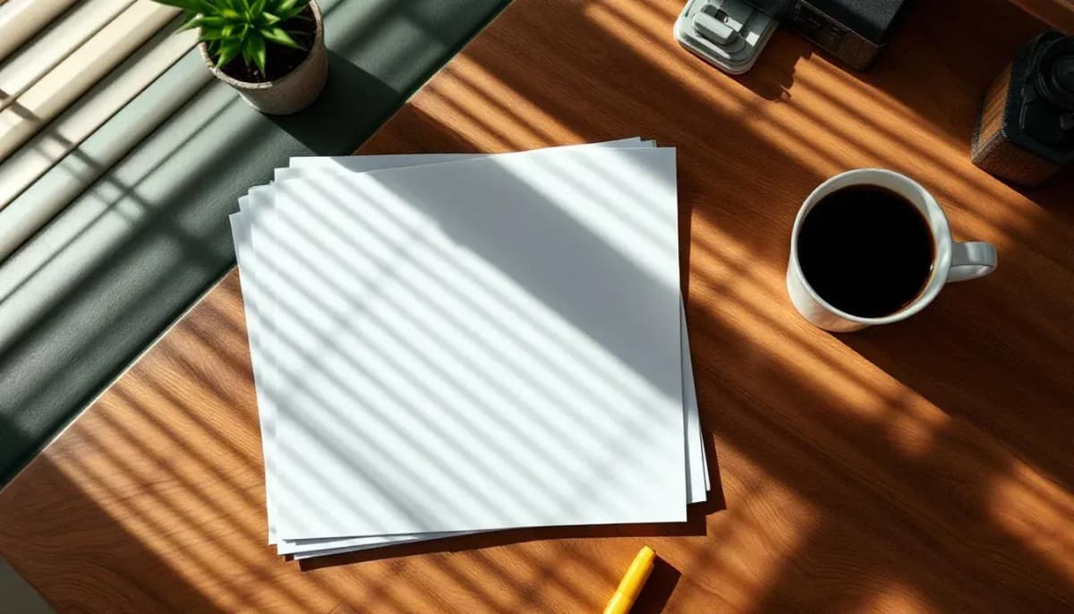 Stack of printed shipping documents and bills of lading on a timber desk with a highlighter and takeaway coffee cup