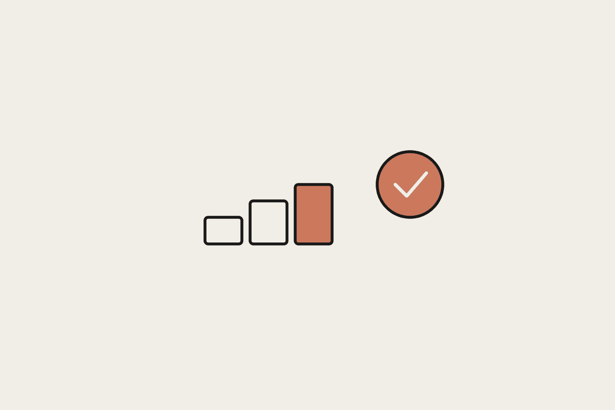 Rising steps and a check mark representing a gradual model for building trust in AI output