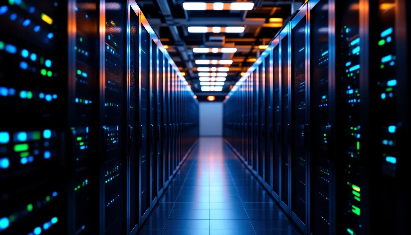 Server racks inside a modern enterprise data centre