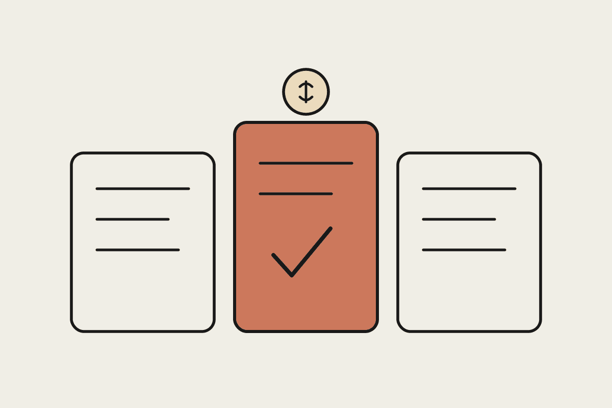 Three plan cards with the middle option chosen, illustrating a Claude plan comparison