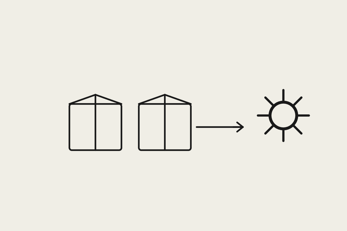 Two boxes connected by an arrow to a gear, representing consolidating scattered AI tools into one shared layer