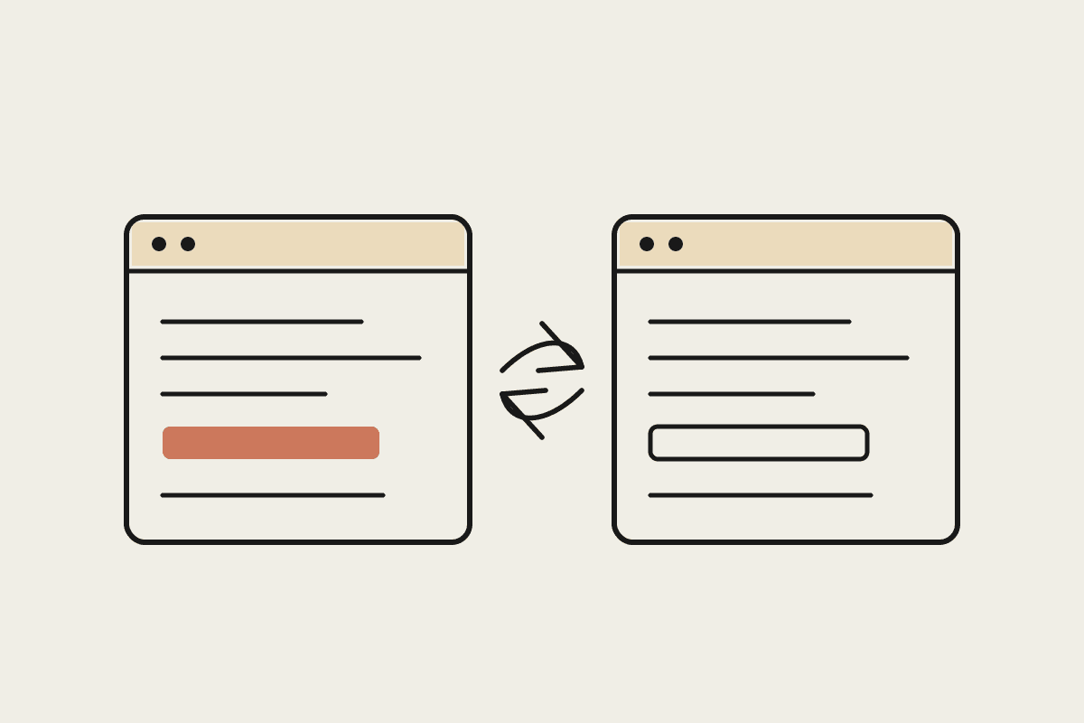 Two code editor windows side by side, one with a terracotta-highlighted code block, comparing Claude Code and Windsurf.