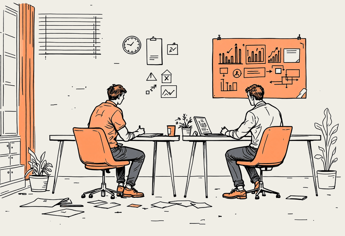 Two engineers working in contrasting styles — one exploratory, one structured