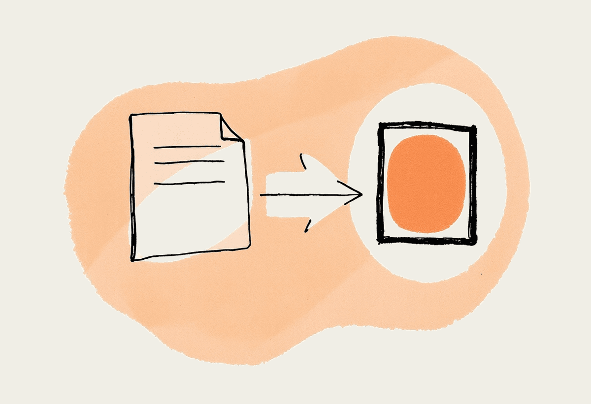 Hand-drawn illustration of a document and a photo feeding into one model