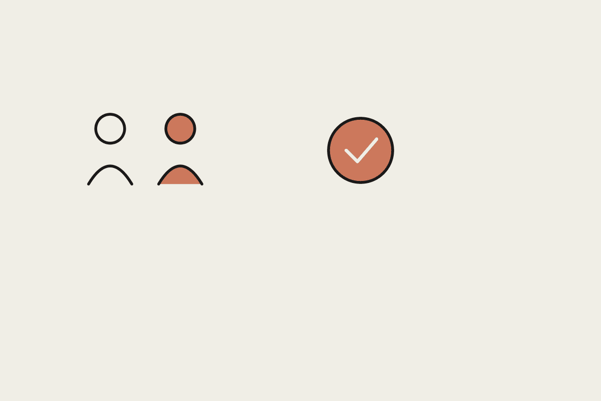 Two people beside a terracotta approval checkmark, representing a non-technical team's first Claude Cowork win